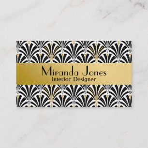 Art Deco fan pattern - black on white Business Card