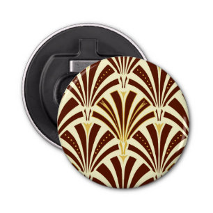 Art Deco fan pattern - chocolate on cream Bottle Opener