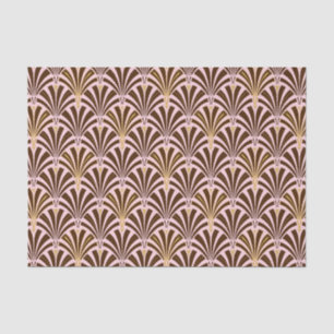 Art Deco fan pattern - chocolate on pink Tissue Paper