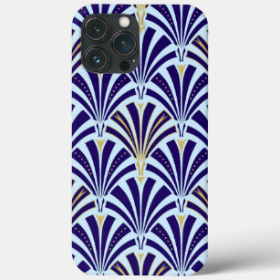 Art Deco fan pattern - cobalt and sky blue  iPhone 13 Pro Max Case