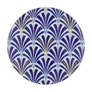 Art Deco fan pattern - cobalt and sky blue Cutting Board