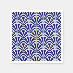 Art Deco fan pattern - cobalt and sky blue Napkin