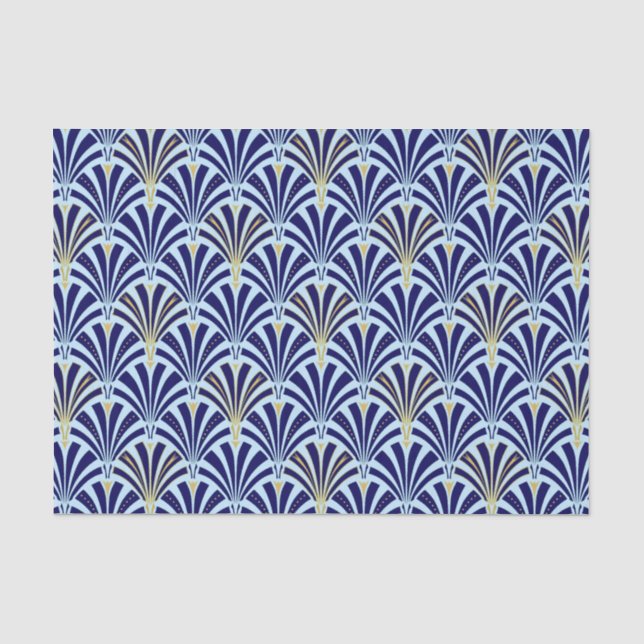Art Deco fan pattern - cobalt and sky blue Tissue Paper (Front)