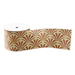 Art Deco fan pattern - copper on yellow Grosgrain Ribbon