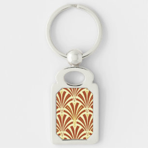 Art Deco fan pattern - copper on yellow Key Ring
