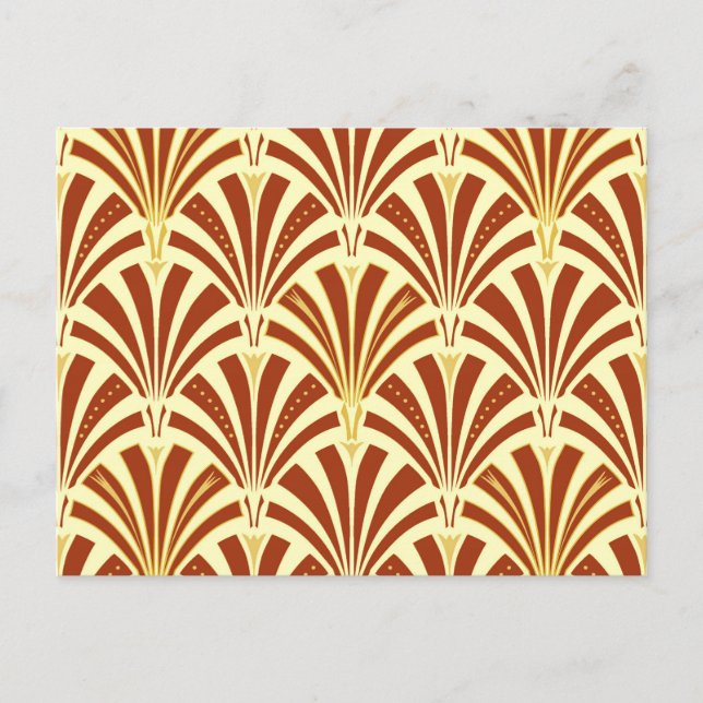 Art Deco fan pattern - copper on yellow Postcard (Front)