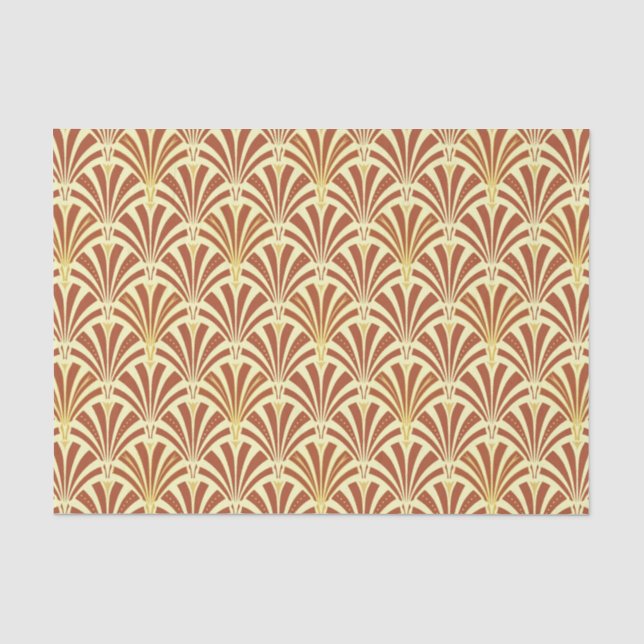 Art Deco fan pattern - copper on yellow Tissue Paper (Front)