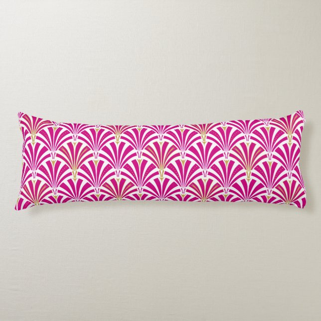 Art Deco fan pattern - fuchsia pink Body Cushion (Front)