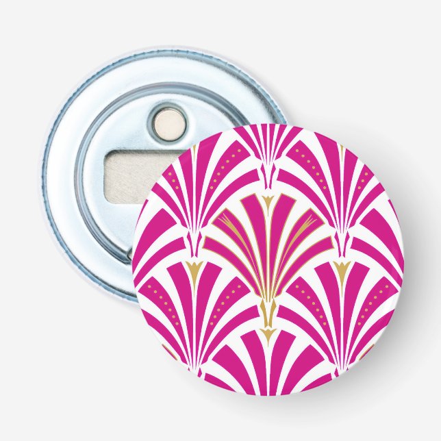 Art Deco fan pattern - fuchsia pink Bottle Opener (Front)