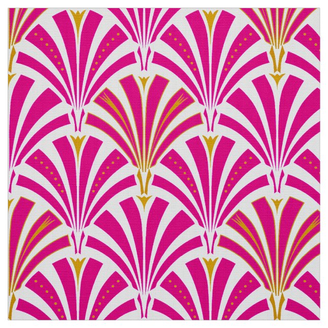 Art Deco fan pattern - fuchsia pink Fabric (Swatch)