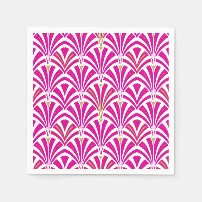 Art Deco fan pattern - fuchsia pink Napkin (Front)