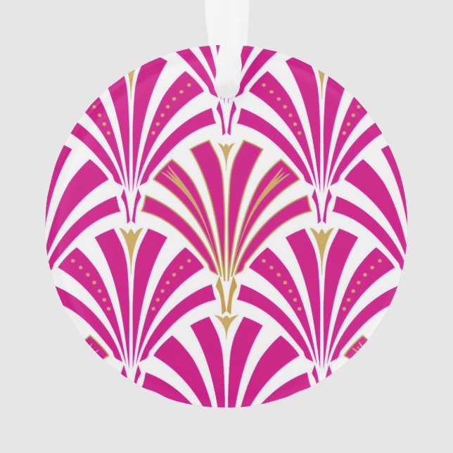Art Deco fan pattern - fuchsia pink Ornament (Back)
