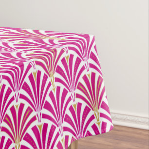 Art Deco fan pattern - fuchsia pink Tablecloth