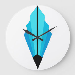 Art Deco Fan Pattern in light blues Large Clock