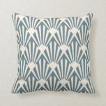 Art Deco Fan Pattern in Steel Blue Cushion<br><div class="desc">Art Deco Fan Pattern in Steel Blue and Cream</div>