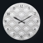 Art Deco Fan pattern Large Clock<br><div class="desc">Art Deco Fan Leaf Scale pattern</div>