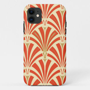 Art Deco fan pattern - mandarin orange Case-Mate iPhone Case