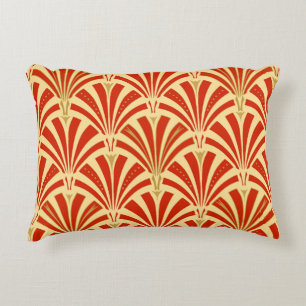 Art Deco fan pattern - mandarin orange Decorative Cushion