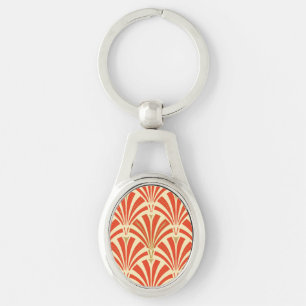 Art Deco fan pattern - mandarin orange Key Ring