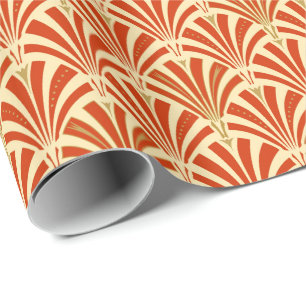 Art Deco fan pattern - mandarin orange Wrapping Paper