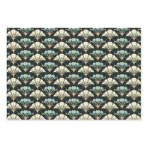 Art Deco Fan Pattern Matte Wrapping Paper Sheets