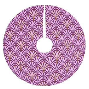 Art Deco fan pattern - orchid and purple Brushed Polyester Tree Skirt