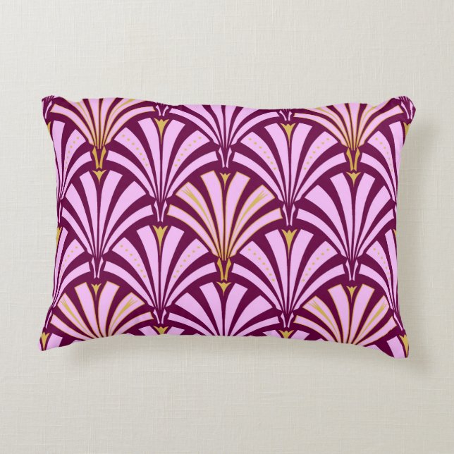 Art Deco fan pattern - orchid and purple Decorative Cushion (Back)