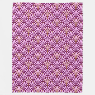 Art Deco fan pattern - orchid and purple Fleece Blanket