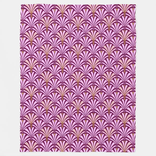 Art Deco fan pattern - orchid and purple Fleece Blanket (Front)