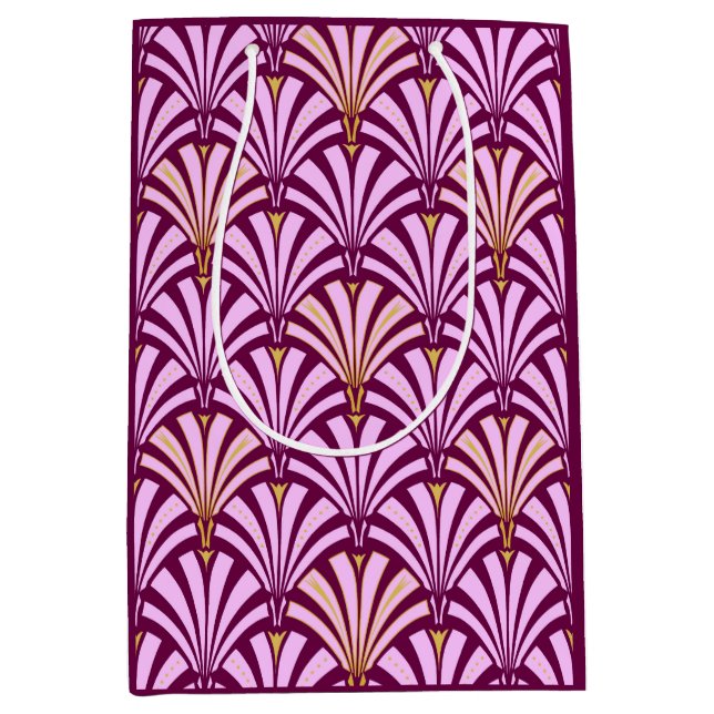 Art Deco fan pattern - orchid and purple Medium Gift Bag (Front)