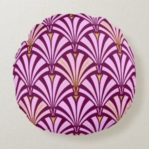 Art Deco fan pattern - orchid and purple Round Cushion