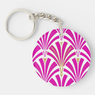 Art Deco fan pattern - peppermint pink Key Ring
