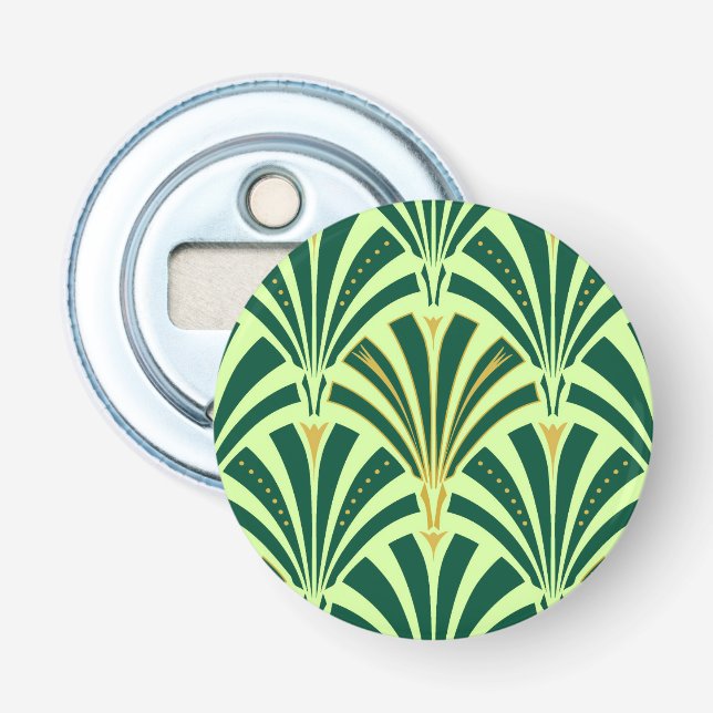 Art Deco fan pattern - pine and mint green Bottle Opener (Front)