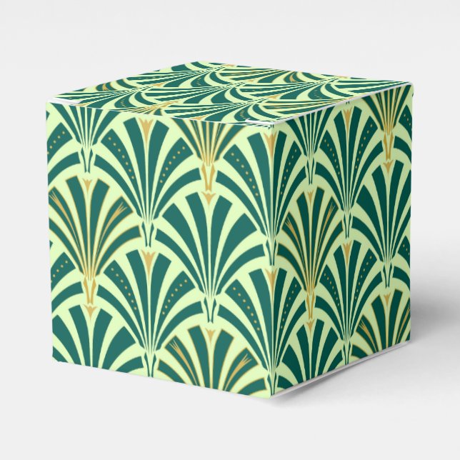 Art Deco fan pattern - pine and mint green Favour Box (Front Side)