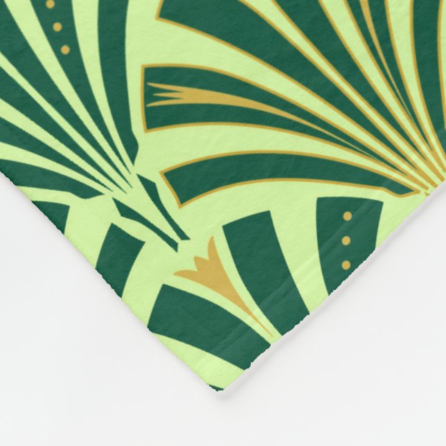 Art Deco fan pattern - pine and mint green Fleece Blanket (Corner)