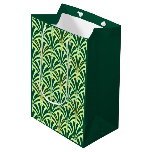 Art Deco fan pattern - pine and mint green Medium Gift Bag (Front Angled)