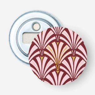 Art Deco fan pattern - pink and burgundy Bottle Opener