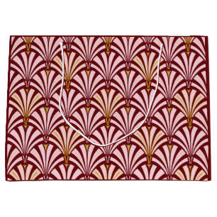 Art Deco fan pattern - pink and burgundy Large Gift Bag