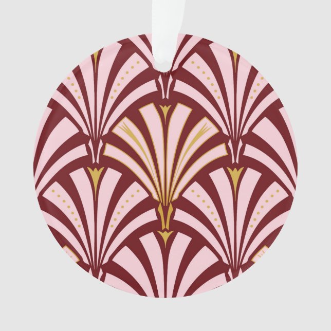 Art Deco fan pattern - pink and burgundy Ornament (Front)