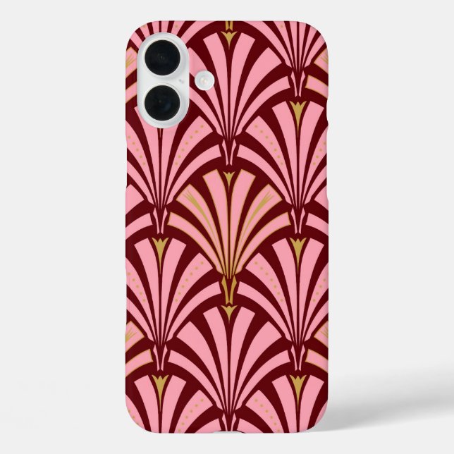 Art Deco fan pattern - pink and maroon Case-Mate iPhone Case (Back)
