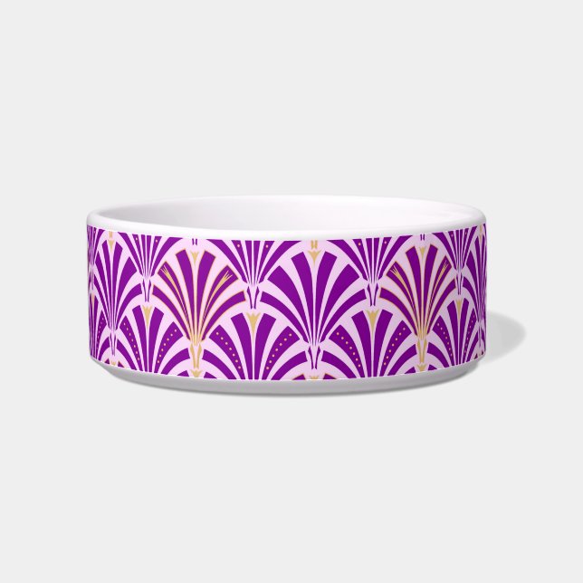 Art Deco fan pattern - purple and orchid Bowl (Left)