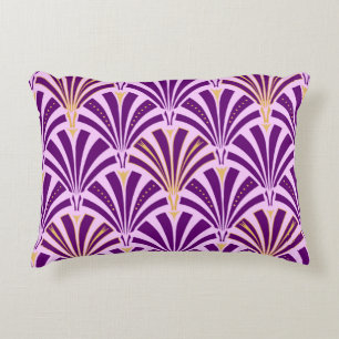 Art Deco fan pattern - purple and orchid Decorative Cushion