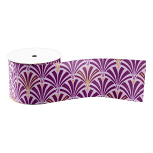 Art Deco fan pattern - purple and orchid Grosgrain Ribbon