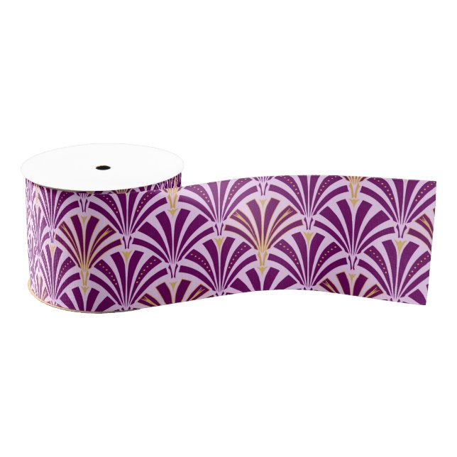 Art Deco fan pattern - purple and orchid Grosgrain Ribbon (Spool)