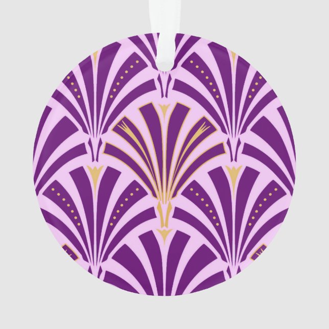 Art Deco fan pattern - purple and orchid Ornament (Back)