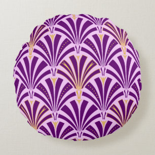 Art Deco fan pattern - purple and orchid Round Cushion