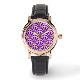 Art Deco fan pattern - purple and orchid Watch