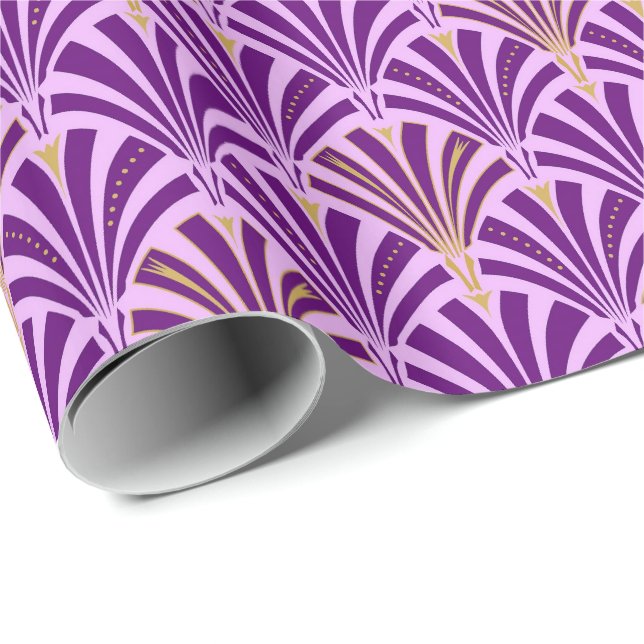 Art Deco fan pattern - purple and orchid Wrapping Paper (Roll Corner)