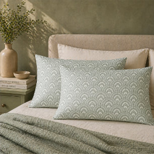 Art Deco Fan Pattern Sage Green Set  Pillowcase