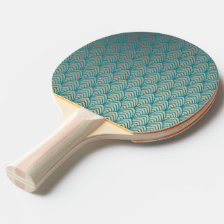 Art deco, fan pattern, teal, white, fan pattern, c ping pong paddle